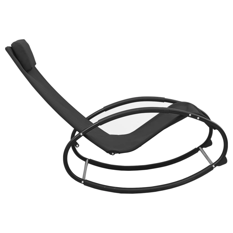 vidaXL sauļošanās zvilnis ar spilvenu, tērauds un melns tekstilēns