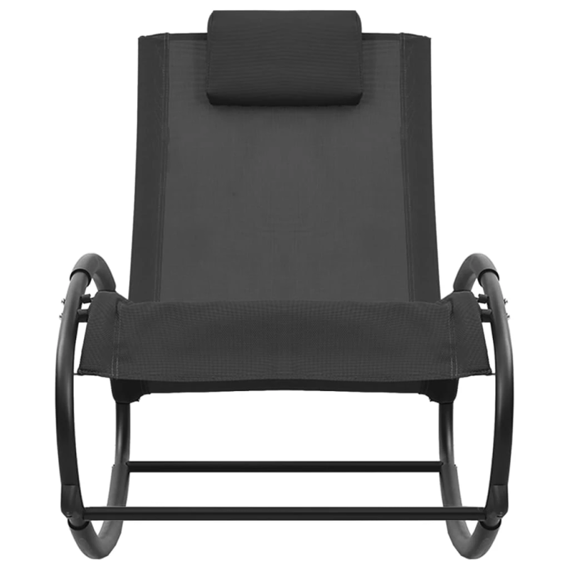 vidaXL sauļošanās zvilnis ar spilvenu, tērauds un melns tekstilēns