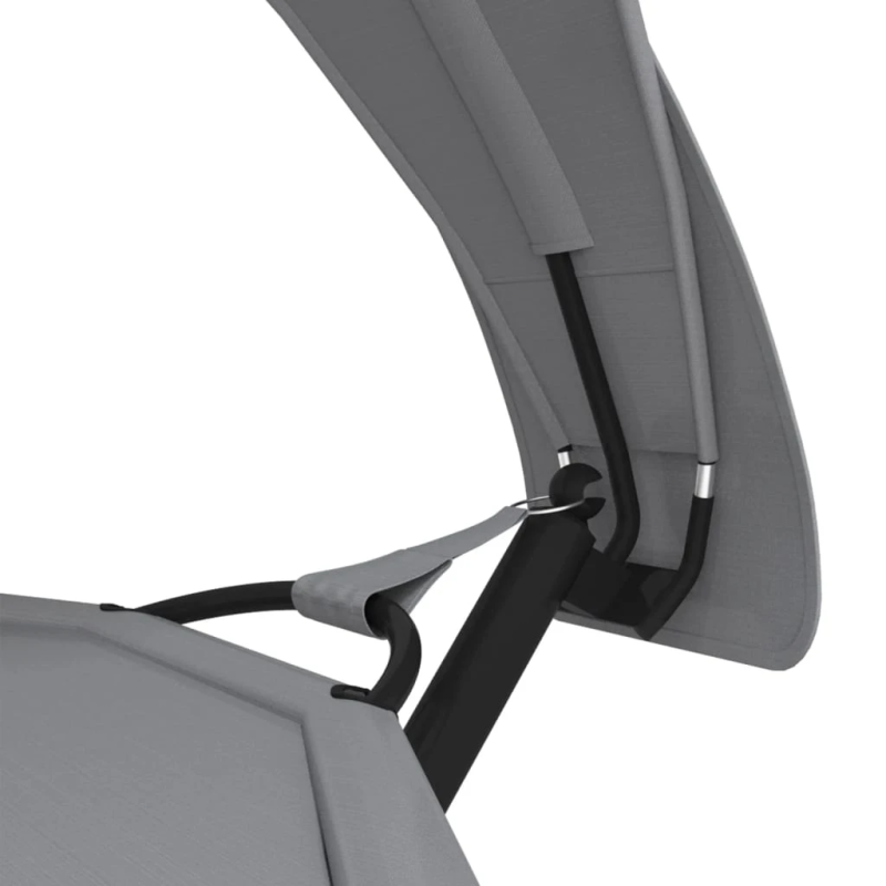 vidaXL āra atpūtas gulta ar jumtu, tērauds un pelēks Oksfordas audums