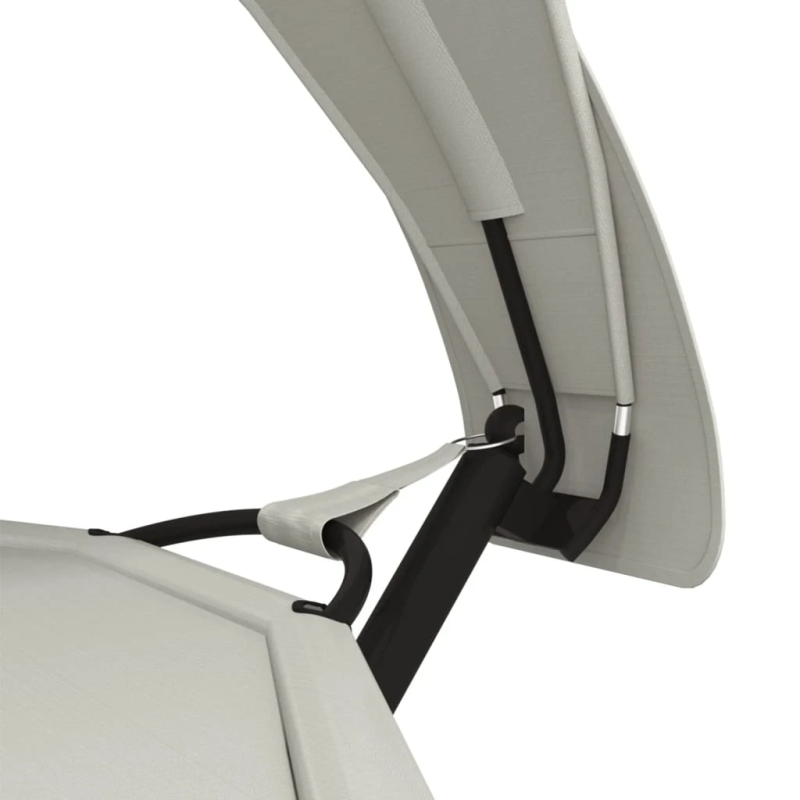 vidaXL āra atpūtas gulta ar jumtu, tērauds, krēmkrāsas Oksforda audums