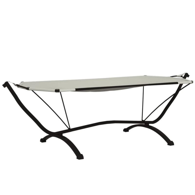 vidaXL āra atpūtas gulta ar jumtu, tērauds, krēmkrāsas Oksforda audums