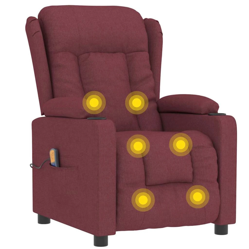 vidaXL masāžas krēsls, vīnsarkans audums