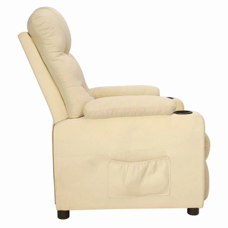 vidaXL atpūtas krēsls, atgāžams, krēmkrāsas audums