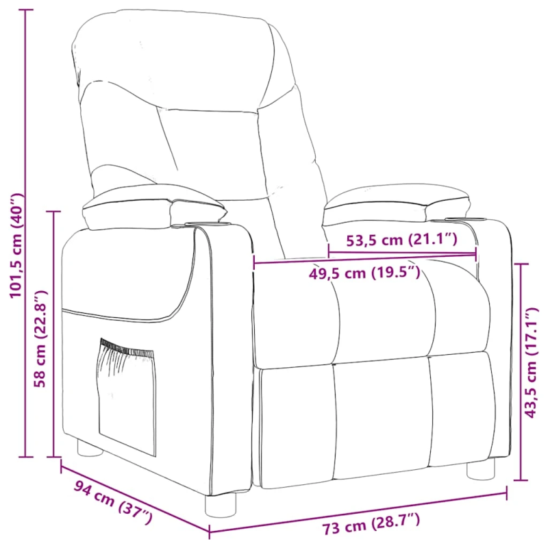 vidaXL masāžas krēsls, vīnsarkans audums