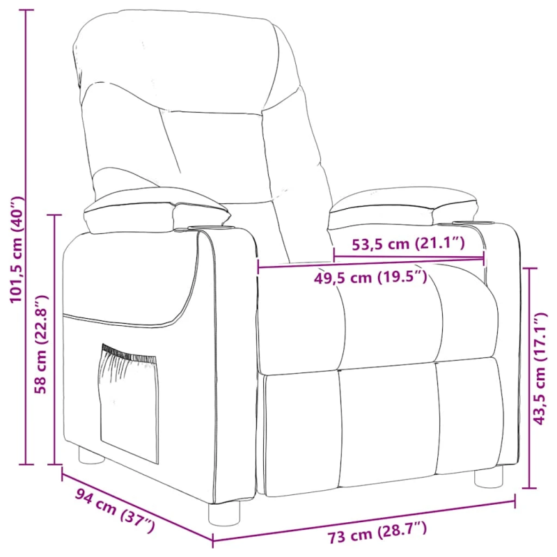 vidaXL masāžas krēsls, tumši zaļš audums
