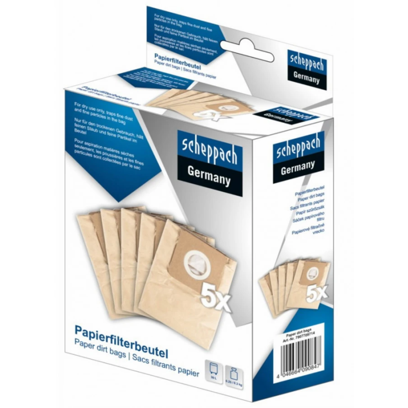 Papīra maisi putekļu sūcējiem 5 gb. NTS30Premium, Scheppach