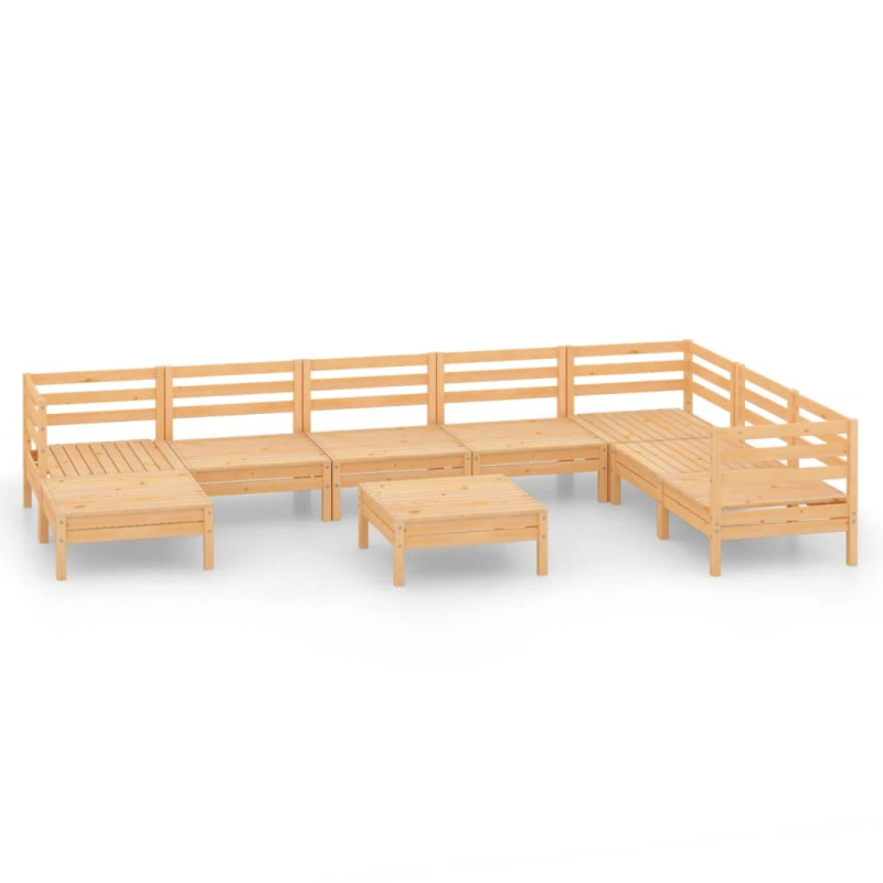 vidaXL 9-daļīgs dārza atpūtas mēbeļu komplekts, priedes masīvkoks