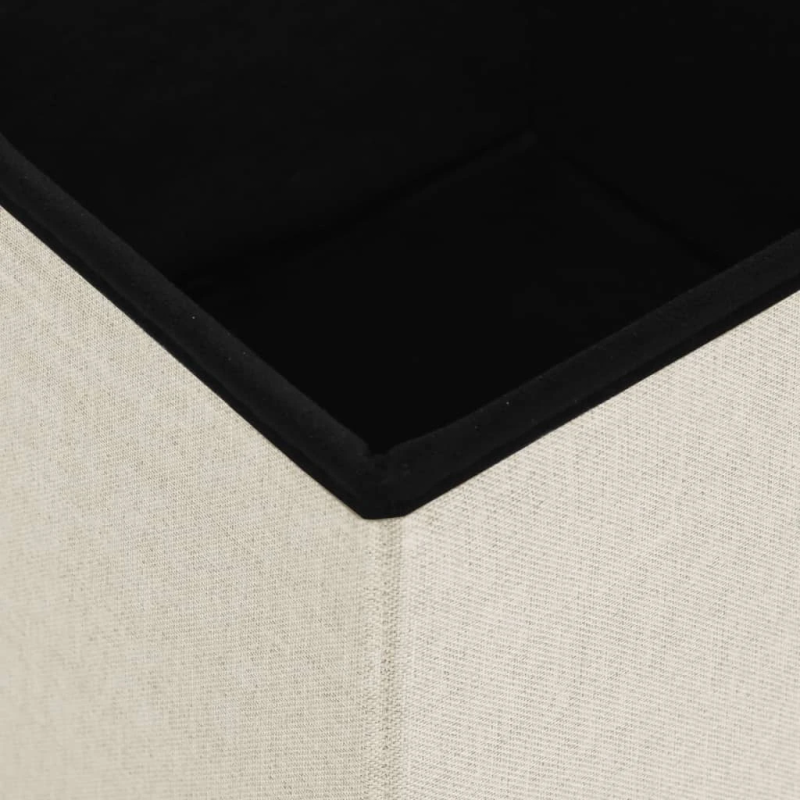 vidaXL soliņi ar kasti, 2 gab., salokāmi, krēmbalti, mākslīgais lins