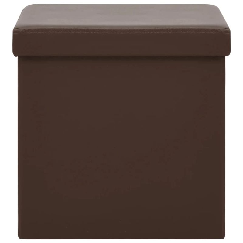 vidaXL soliņš ar kasti, salokāms, brūni, PVC