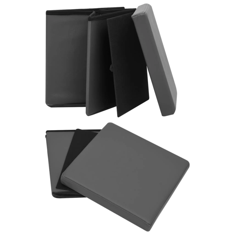 vidaXL soliņš ar kasti, salokāms, pelēki, PVC