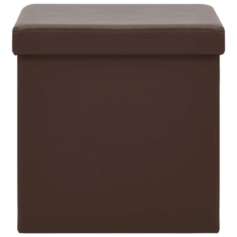 vidaXL soliņi ar kasti, 2 gab., salokāmi, brūni, PVC