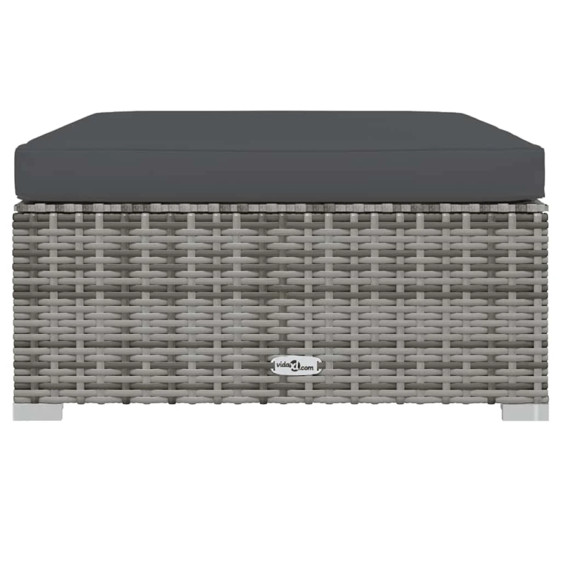 vidaXL dārza kāju balsts, matracis, 70x70x30 cm, pelēka PE rotangpalma