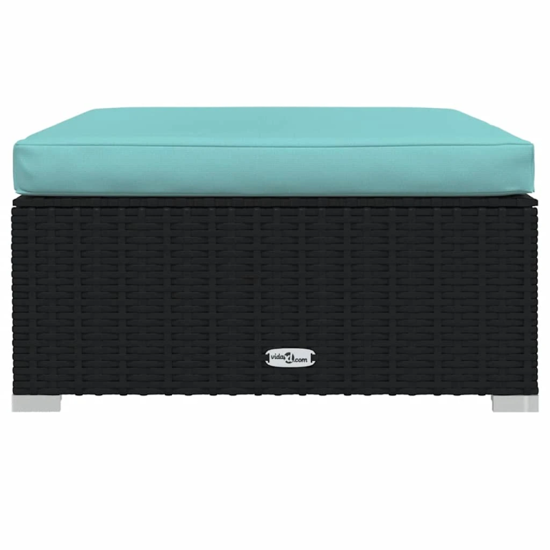 vidaXL 4-daļīgs dārza atpūtas mēbeļu komplekts ar matračiem, melns PE