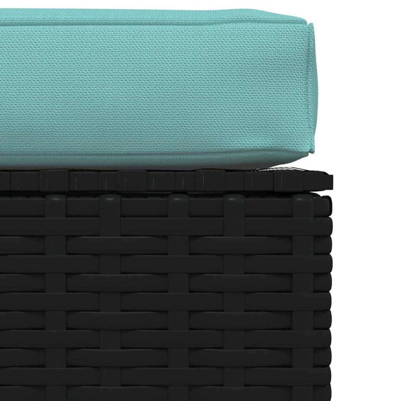 vidaXL dārza kāju balsts ar matraci, 70x70x30 cm, melna PE rotangpalma