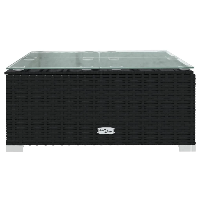 vidaXL 4-daļīgs dārza atpūtas mēbeļu komplekts ar matračiem, melns PE