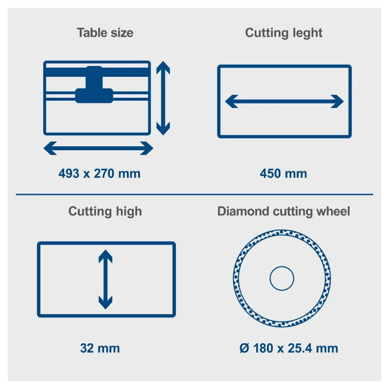 Flīžu griezējs ar bīdāmu galda virsmu WTS2000, Scheppach