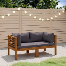 vidaXL divvietīgs dārza dīvāns ar matračiem, akācijas masīvkoks