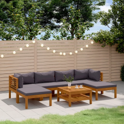 vidaXL 7-daļīgs dārza atpūtas mēbeļu komplekts ar matračiem, akācija