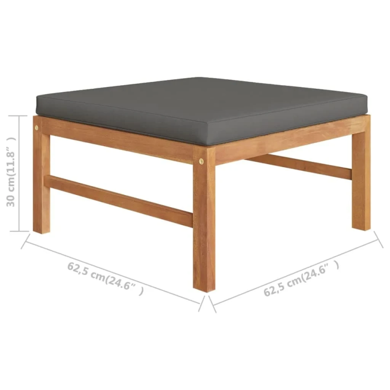 vidaXL 4-daļīgs dārza mēbeļu komplekts, pelēki spilveni, tīkkoks