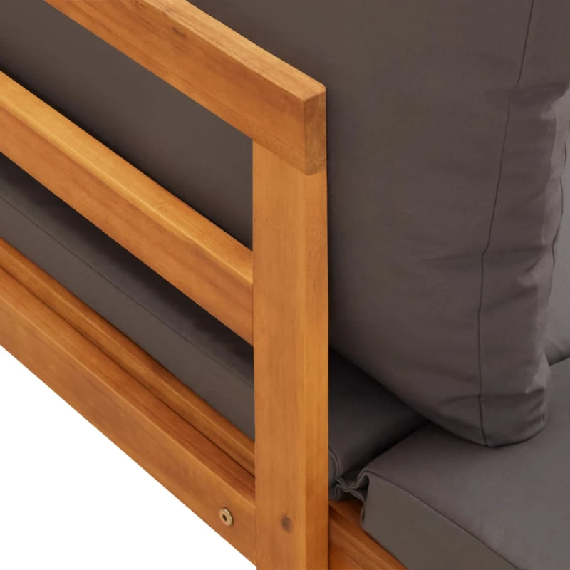 vidaXL dārza soli ar tumši pelēkiem spilveniem, 2 gab., akācijas koks