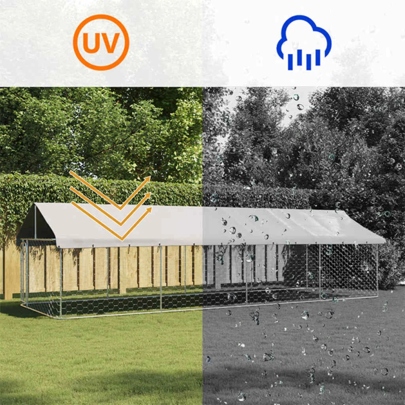 vidaXL suņu voljērs ar jumtu, 600x200x150 cm