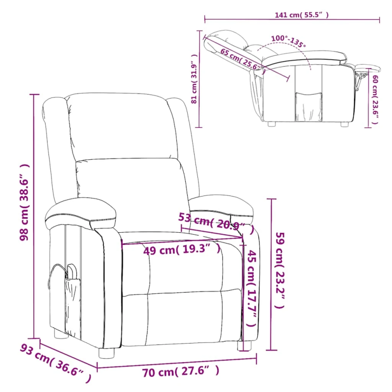 vidaXL masāžas krēsls, kapučīno krāsas mākslīgā āda