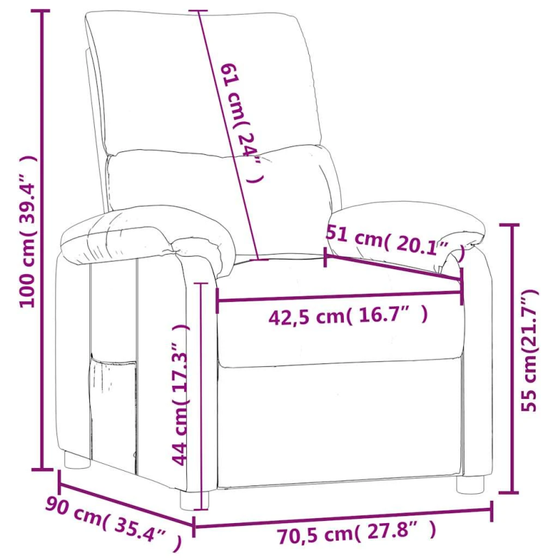 vidaXL atpūtas krēsls, atgāžams, tumši pelēks audums