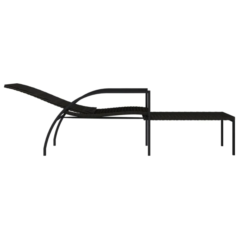 vidaXL sauļošanās zviļņi ar kāju balstiem, 2 gb., brūna PE rotangpalma