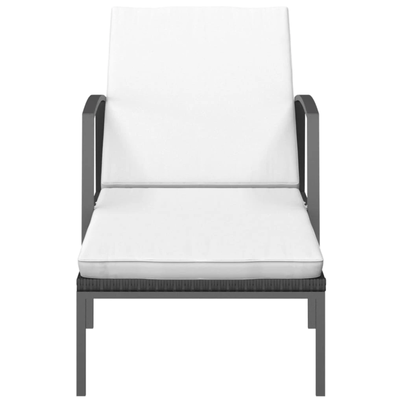 vidaXL sauļošanās zviļņi, 2 gab., ar galdiņu, melna PE rotangpalma