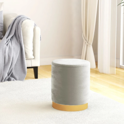 vidaXL apaļš krēsls ar uzglabāšanas nodalījumu, gaiši pelēks samts 31 x 37 cm