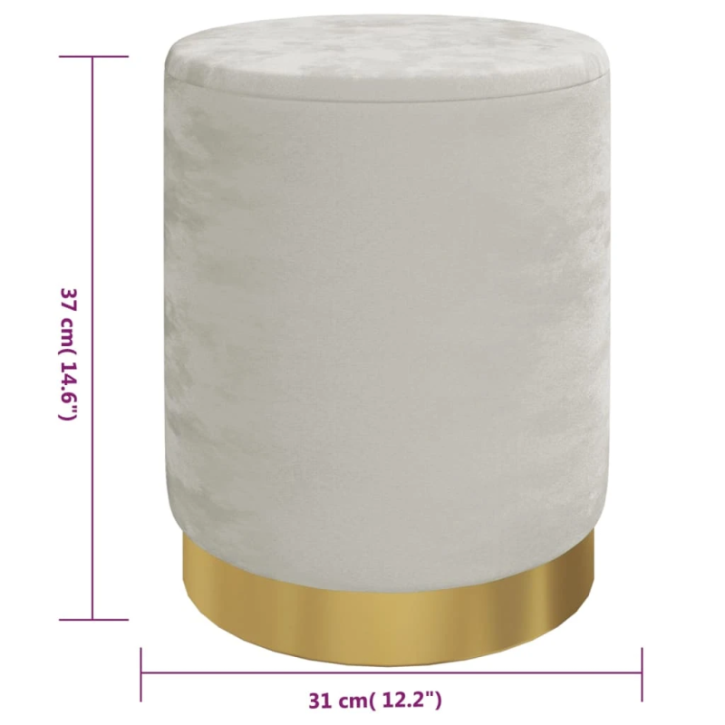 vidaXL apaļš krēsls ar uzglabāšanas nodalījumu, gaiši pelēks samts 31 x 37 cm