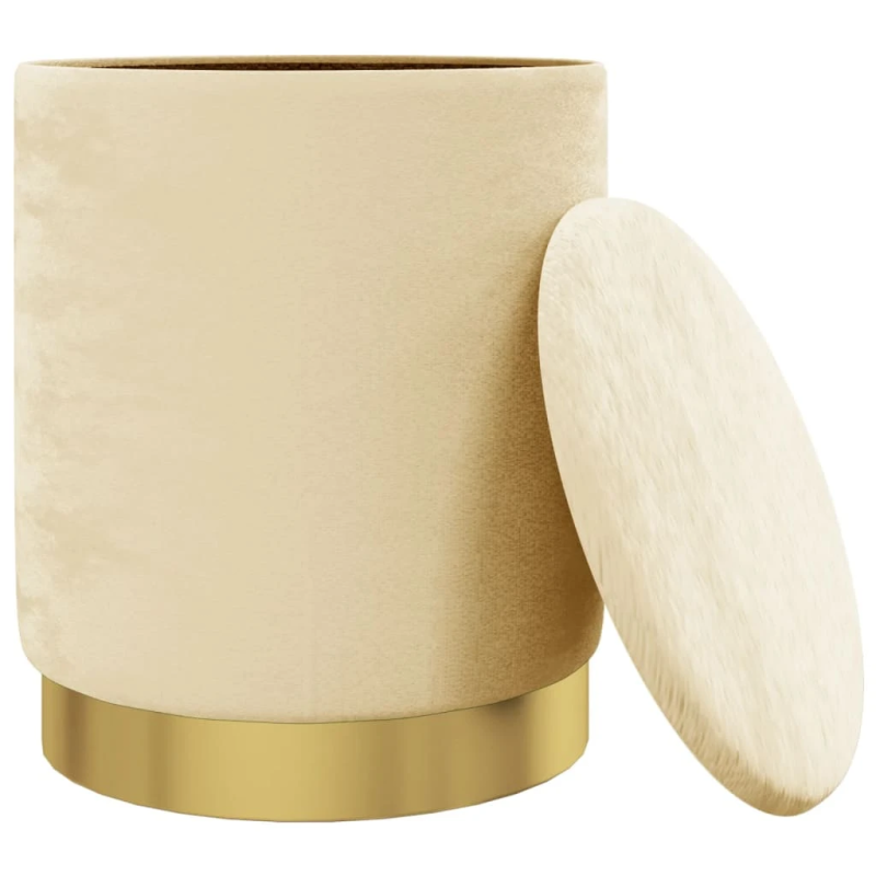 vidaXL apaļš krēsls ar uzglabāšanas nodalījumu, aprikožu krāsas samts 31 x 37 cm