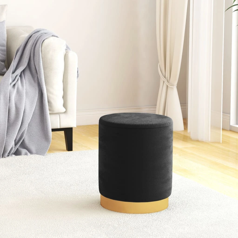 vidaXL apaļš krēsls ar uzglabāšanas nodalījumu, melns samts 31 x 37 cm