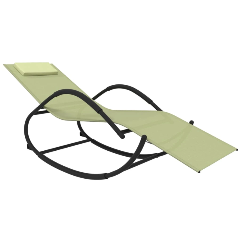 vidaXL sauļošanās šūpuļkrēsls, krēmkrāsas, tērauds un tekstilēns