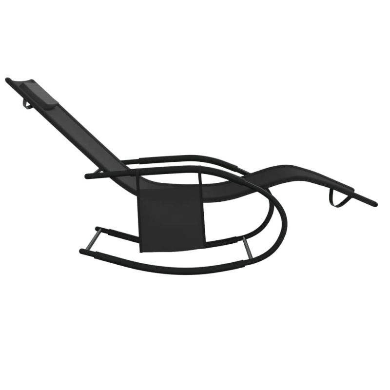 vidaXL sauļošanās šūpuļkrēsls, tērauds, melns tekstilēns
