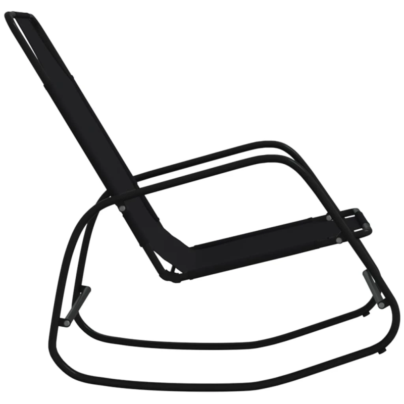 vidaXL sauļošanās šūpuļkrēsls, tērauds, melns tekstilēns