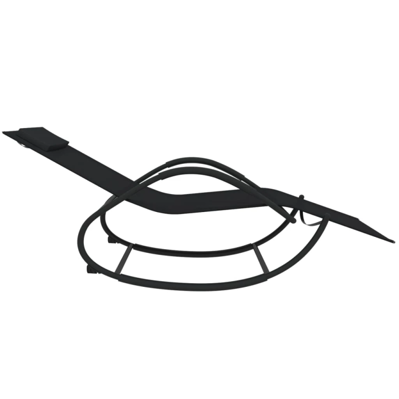 vidaXL sauļošanās šūpuļkrēsli, 2 gab., melni, tērauds un tekstilēns