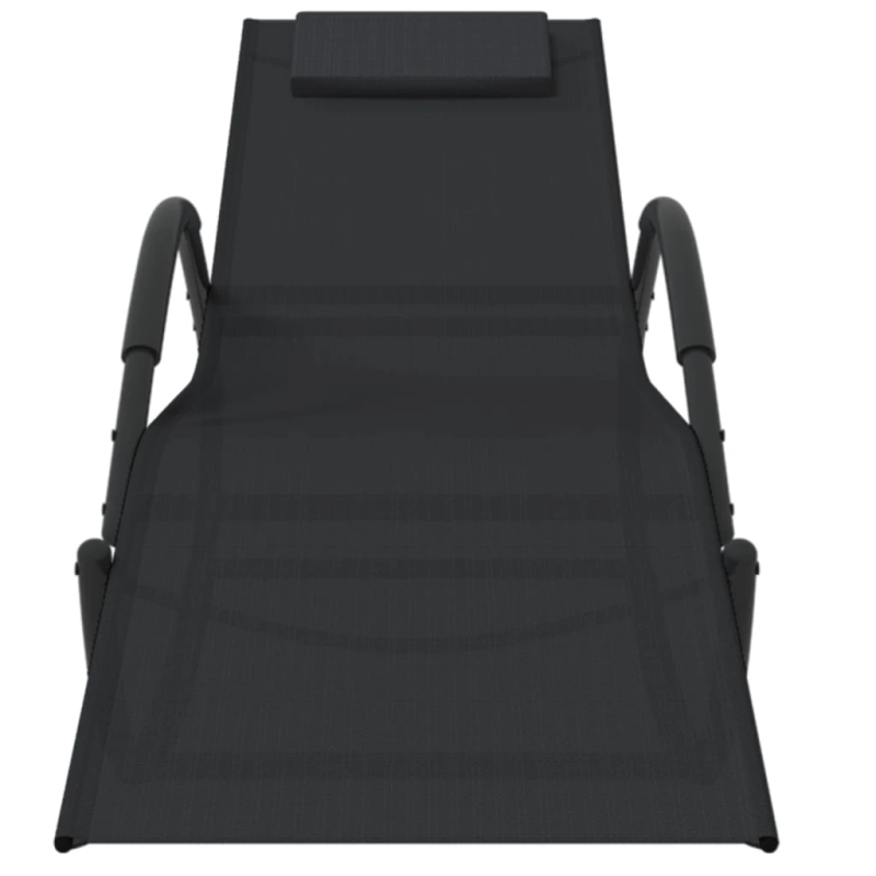 vidaXL sauļošanās šūpuļkrēsli, 2 gab., melni, tērauds un tekstilēns