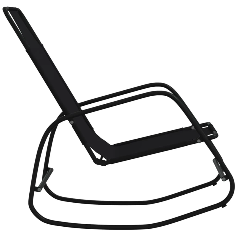 vidaXL sauļošanās šūpuļkrēsli, 2 gab., melni, tērauds un tekstilēns