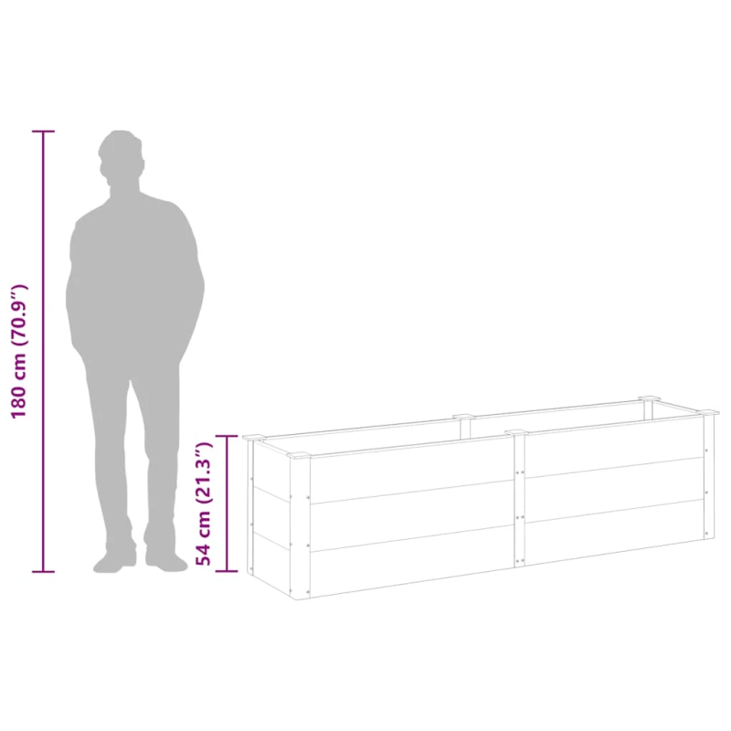vidaXL augstā puķu kaste, 200x50x54 cm, pelēks WPC