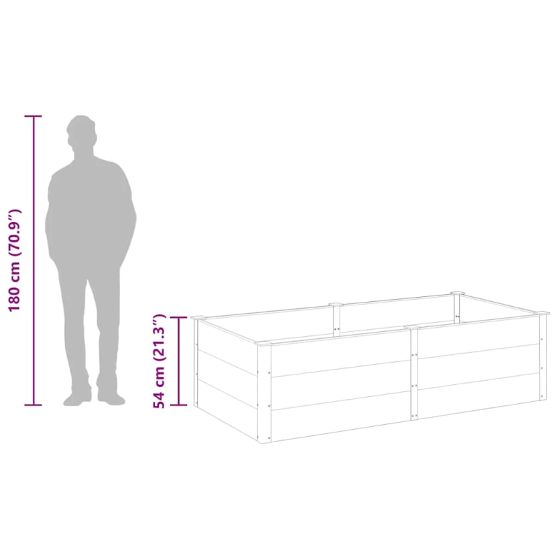 vidaXL augstā puķu kaste, 200x100x54 cm, pelēks WPC