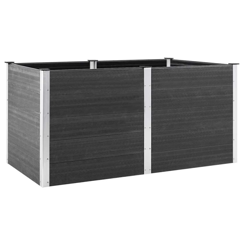 vidaXL augstā puķu kaste, 200x100x91 cm, pelēks WPC