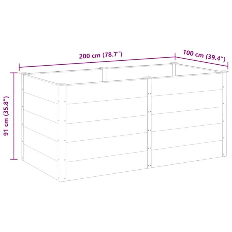 vidaXL augstā puķu kaste, 200x100x91 cm, pelēks WPC