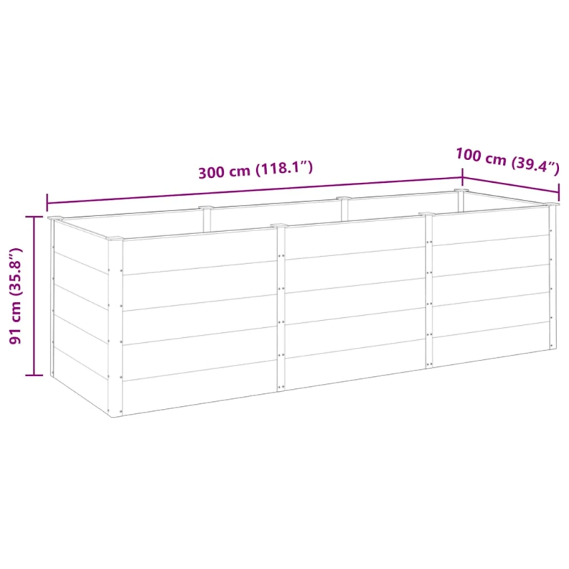 vidaXL augstā puķu kaste, 300x100x91 cm, pelēks WPC