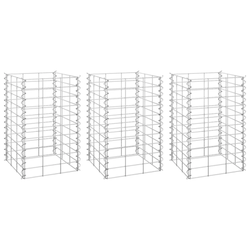 vidaXL gabioni-augstās puķu kastes, 3 gab., 30x30x50 cm, dzelzs