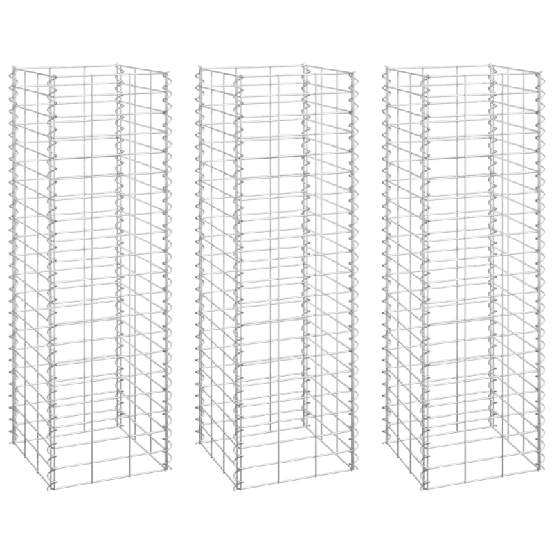 vidaXL Aukšti gabionų loveliai, 3vnt., 30x30x100cm, geležis