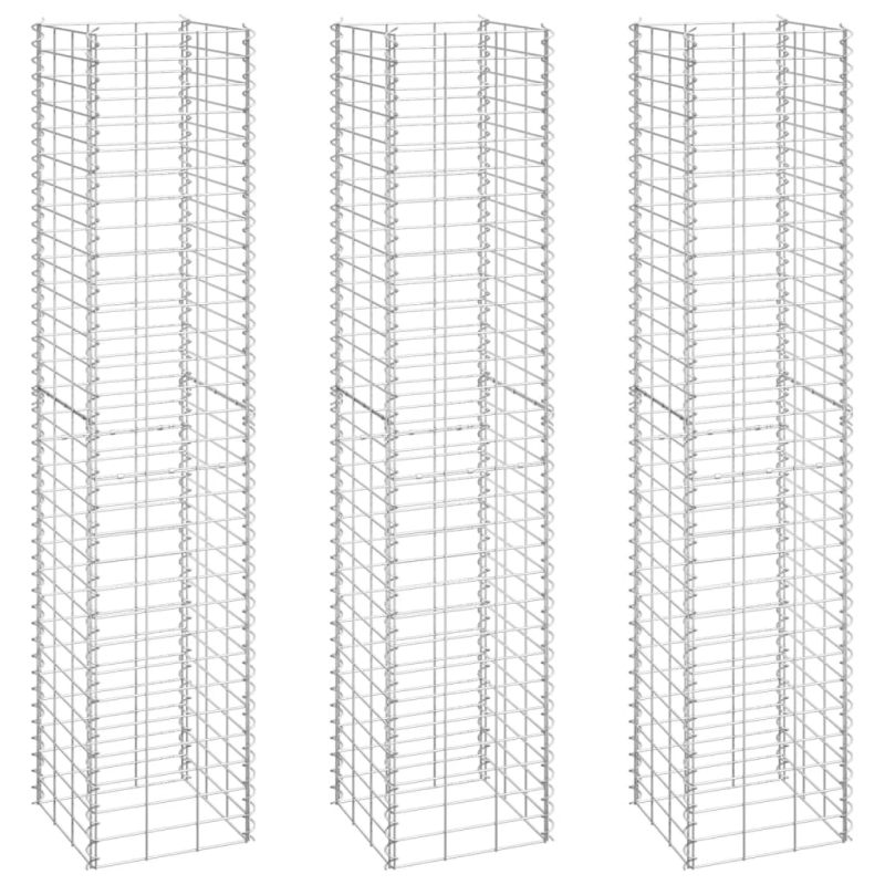 vidaXL gabioni-augstās puķu kastes, 3 gab., 30x30x150 cm, dzelzs