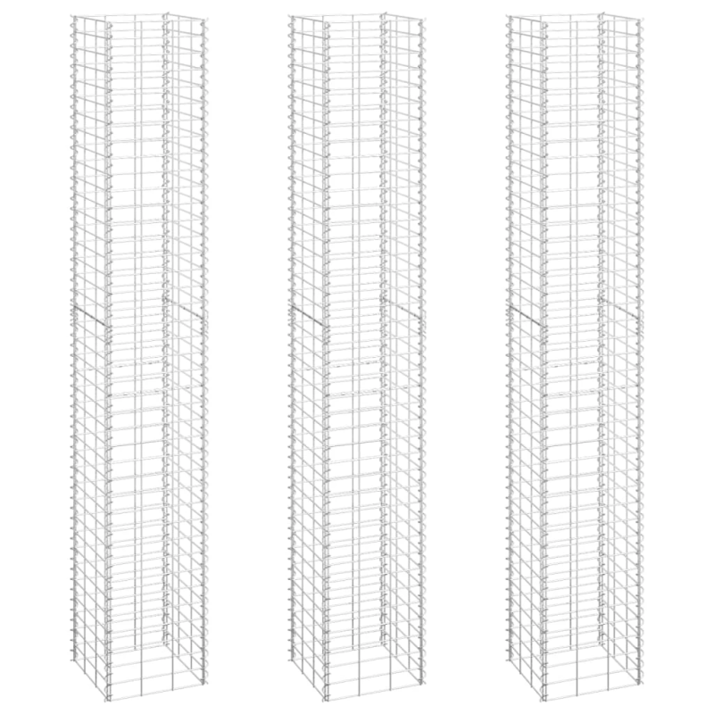 vidaXL gabioni-augstās puķu kastes, 3 gab., 30x30x200 cm, dzelzs