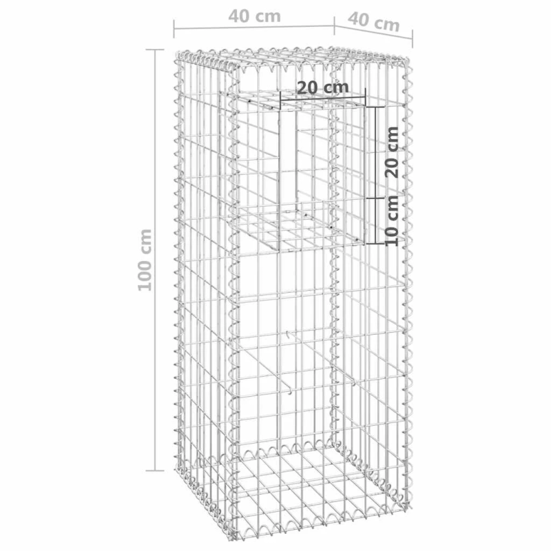 vidaXL vertikāls gabions, 40x40x100 cm, dzelzs