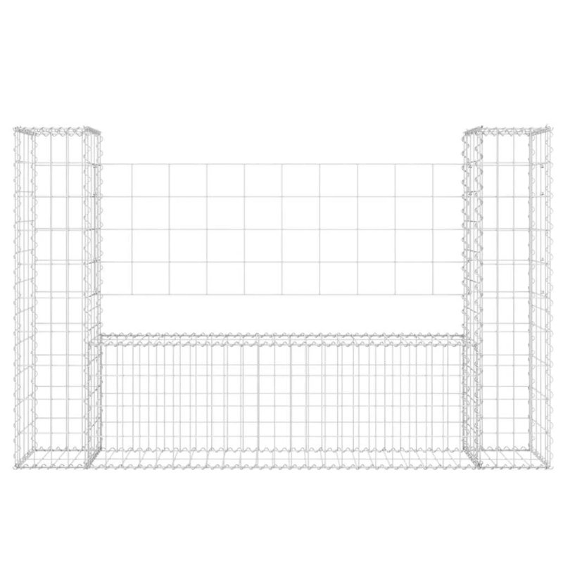 vidaXL gabionu siena ar 2 stabiem, U-forma, dzelzs, 140x20x100 cm